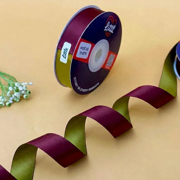 The Vineyard Velvet – Merlot & Olive Green Dual Tone Satin Ribbon, 12 & 20 mm