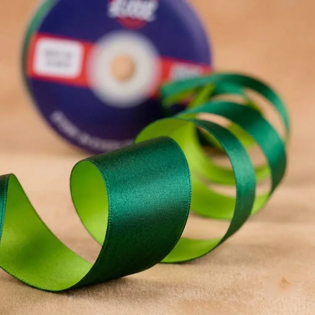 The Tropical Fern – Forest Green & Lime Dual Tone Satin Ribbon, 12 & 3/4 inch (20 mm)   Littl