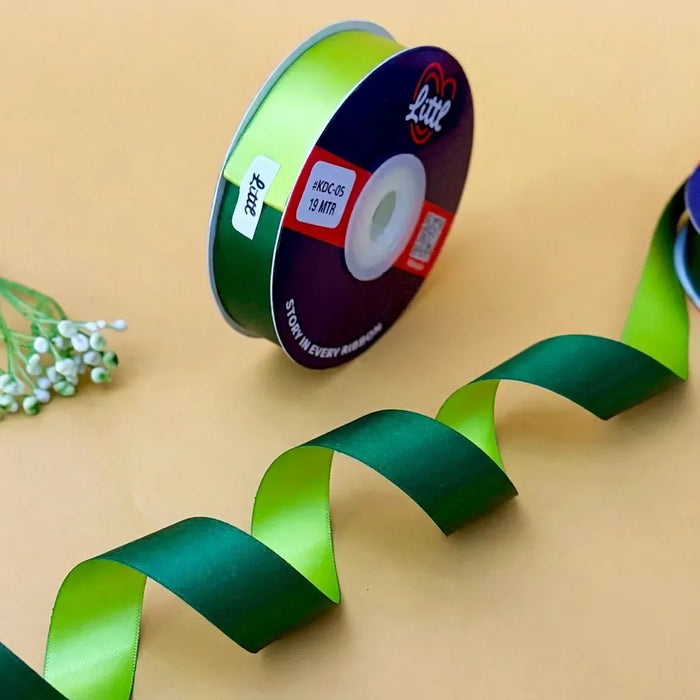 The Tropical Fern – Forest Green & Lime Dual Tone Satin Ribbon, 12 & 20 mm