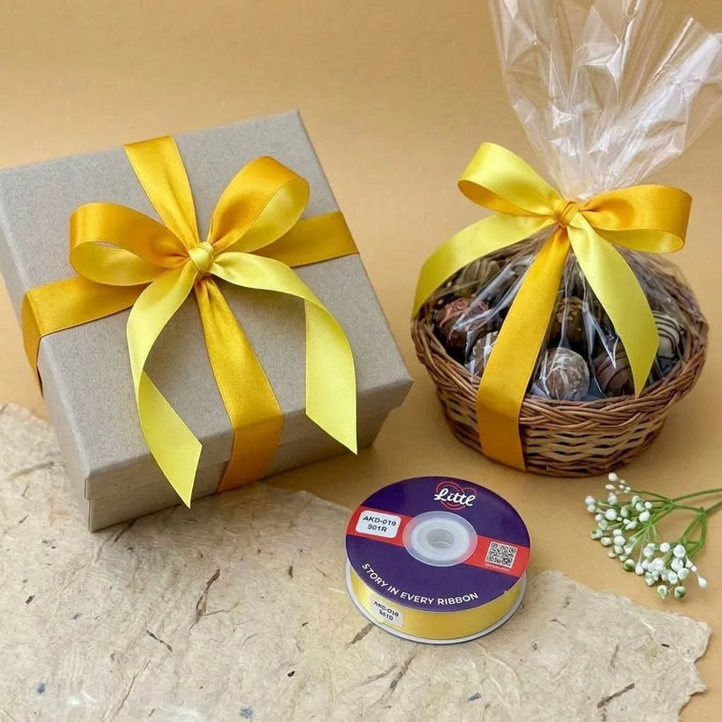 The Sunflower Glow – Yellow & Lemon Dual Tone Satin Ribbon, 20 mm   Littl