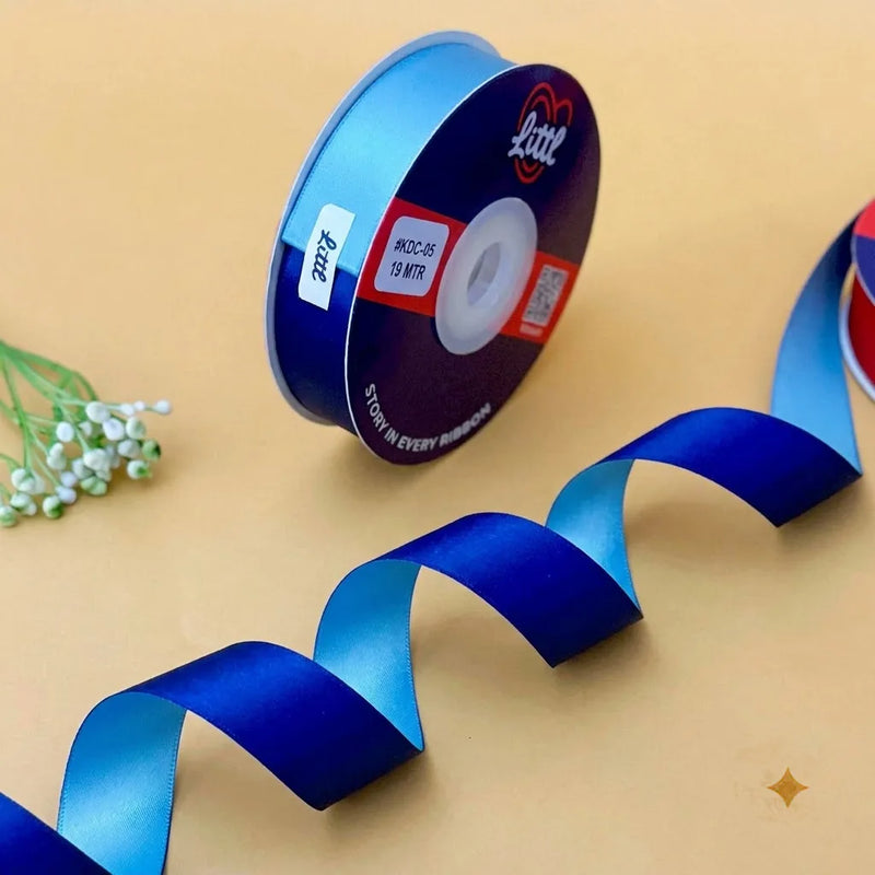 The Royal Tide – Royal Blue & Aqua Dual Tone Satin Ribbon, 20 mm   Littl