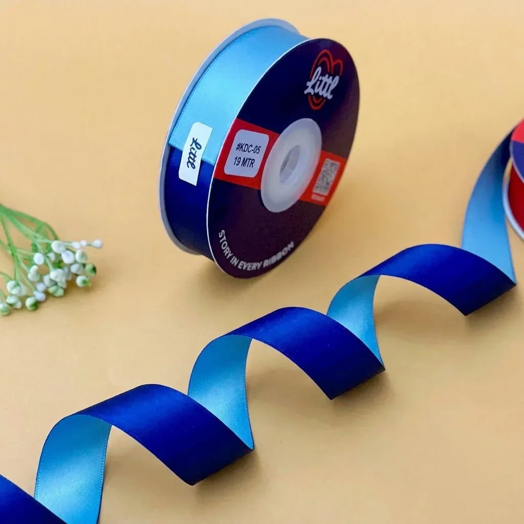 The Royal Tide – Royal Blue & Aqua Dual Tone Satin Ribbon, 12 & 3/4 inch (20 mm)   Littl