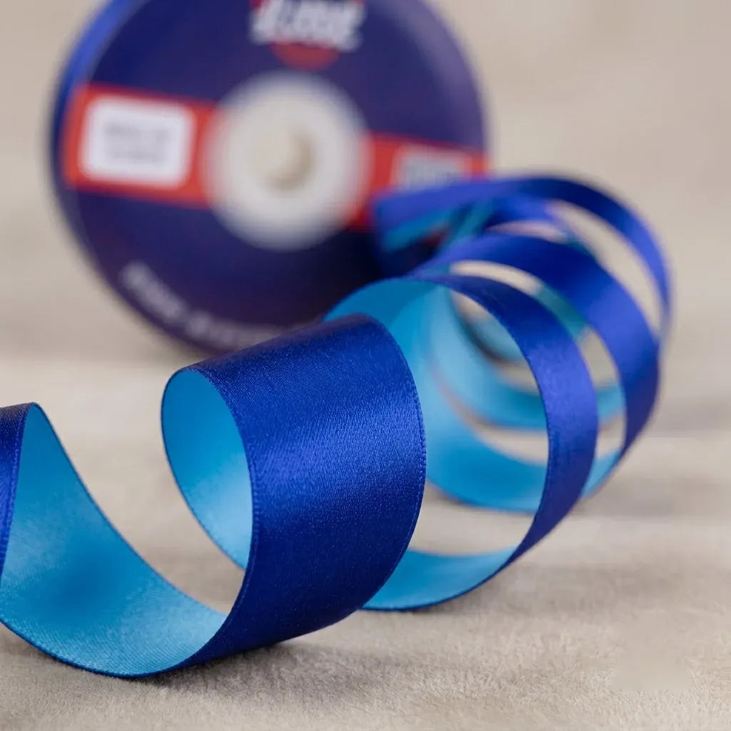 The Royal Tide – Royal Blue & Aqua Dual Tone Satin Ribbon, 12 & 3/4 inch (20 mm)   Littl