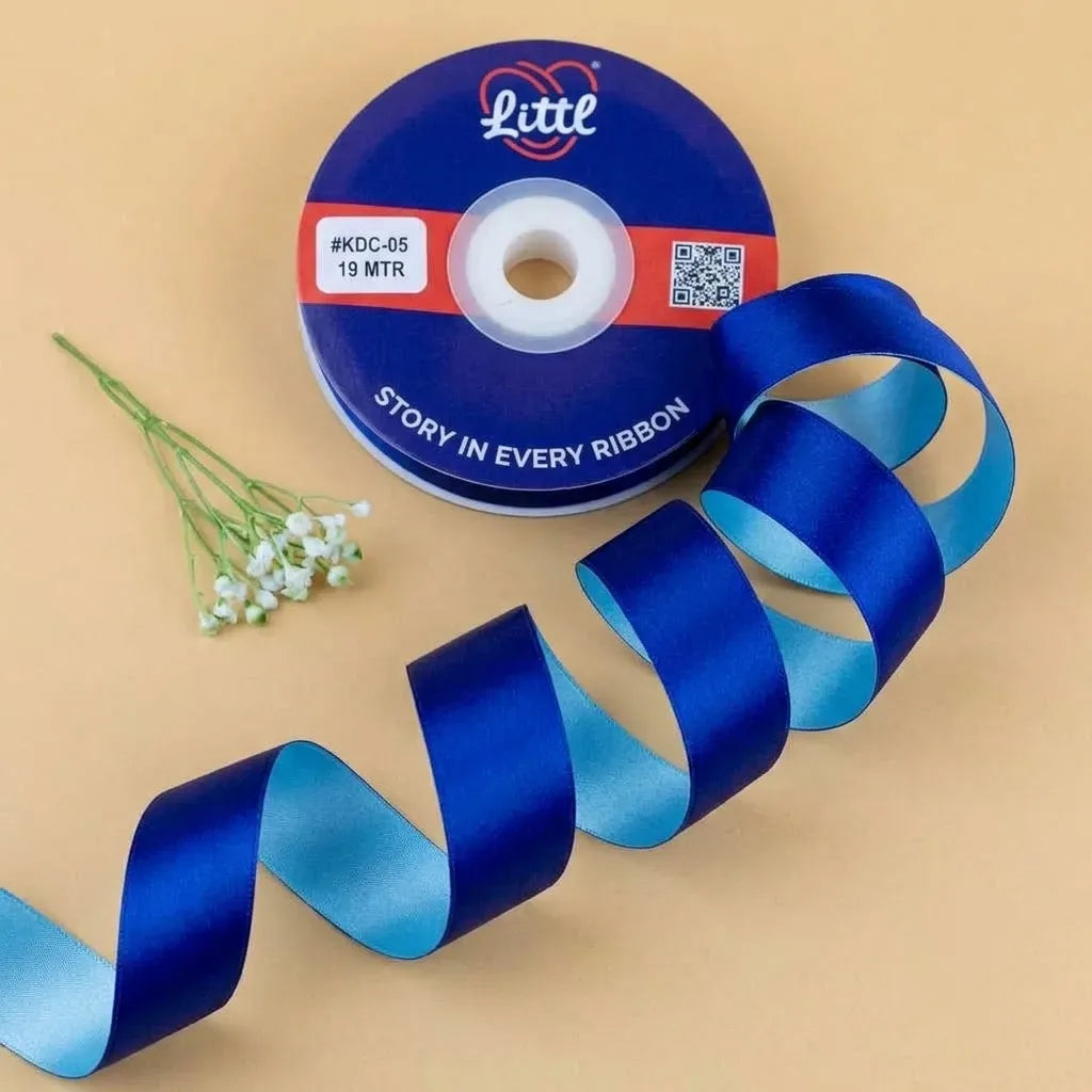 The Royal Tide – Royal Blue & Aqua Dual Tone Satin Ribbon, 12 & 3/4 inch (20 mm)   Littl