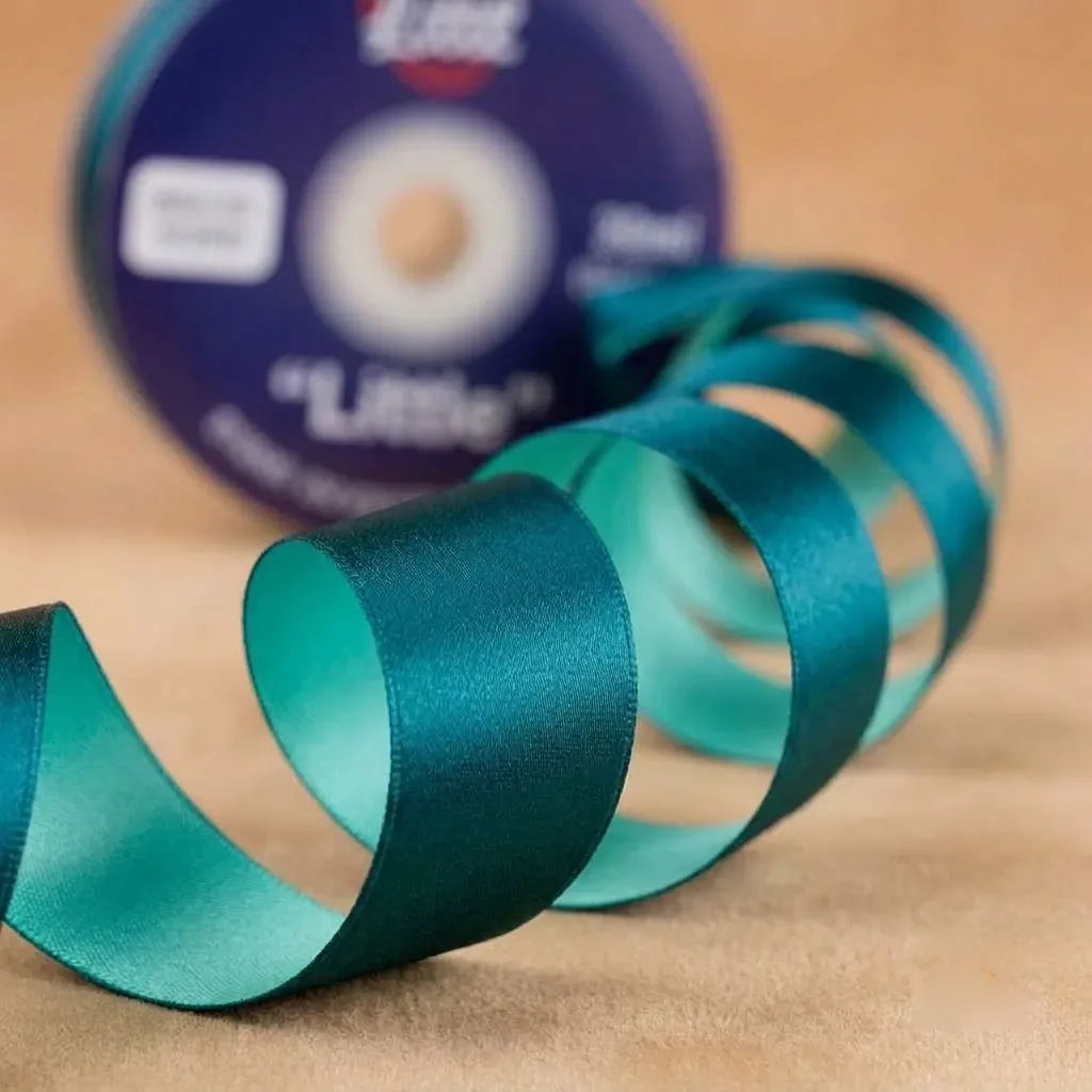 The Ocean Depth – Teal & Sea Green Dual Tone Satin Ribbon, 12 & 3/4 inch (20 mm)   Littl