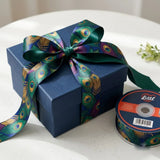 Gift wrapped with Peacock Plume Indian Art printed ribbon from Littl