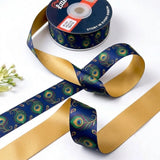 Mor Pankh ribbon twisted to show the printed front and solid mustard gold back
