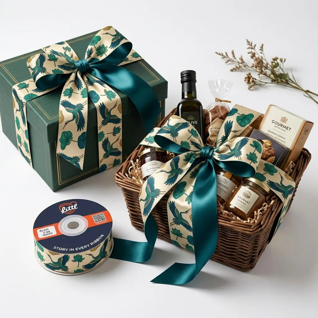 Gift wrapped with Crane & Lotus Japanese printed ribbon from Littl