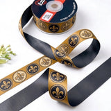 Fleur-de-Lis ribbon twisted to show the printed front and solid charcoal black back