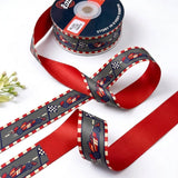 Race Day ribbon twisted to show the printed front and solid racing red back
