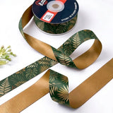 Palm House ribbon twisted to show the printed front and solid antique gold back