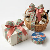 Gift wrapped with Rose Ditsy Garden printed ribbon from Littl