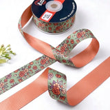 Rose Ditsy ribbon twisted to show the printed front and solid rose terracotta back