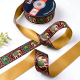 Elephant Darbar ribbon twisted to show the printed front and solid mustard gold back