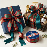 Gift wrapped with Peacock Lotus Pichrang printed ribbon from Littl