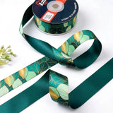 Ginkgo Jade ribbon twisted to show the printed front and solid teal green back