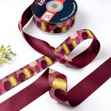 Ginkgo Rose ribbon twisted to show the printed front and solid wine back