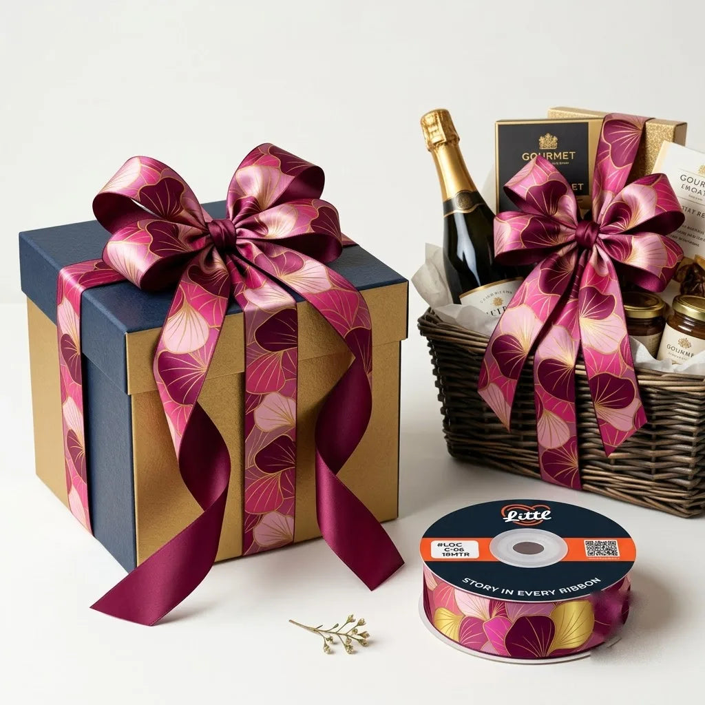 Gift wrapped with Ginkgo Rose Japanese printed ribbon from Littl