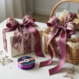 Gift wrapped with Mauve Leaf Botanical printed ribbon from Littl