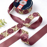 Jewel Toran ribbon twisted to show the printed front and solid wine back
