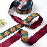 Gold Mohur ribbon twisted to show the printed front and solid maroon back