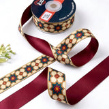 Kandil Star ribbon twisted to show the printed front and solid maroon back