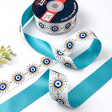 Nazar Sun ribbon twisted to show the printed front and solid turquoise back