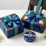 Gift wrapped with Nazar Key Evil Eye printed ribbon from Littl