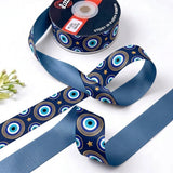 Nazar Night ribbon twisted to show the printed front and solid slate blue back