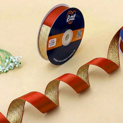 The Varanasi Gold – Red & Gold Duo Sheen Ribbon, 20 mm   Littl