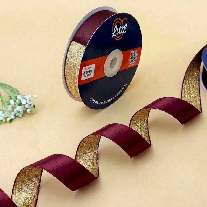 The Rajput Gold – Maroon & Gold Duo Sheen Ribbon, 20 mm
