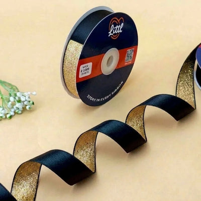 The Onyx Gold – Black & Gold Duo Sheen Ribbon, 20 mm   Littl