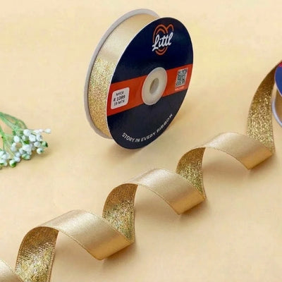 The Lucknow Gold – Ivory & Gold Duo Sheen Ribbon, 20 mm   Littl