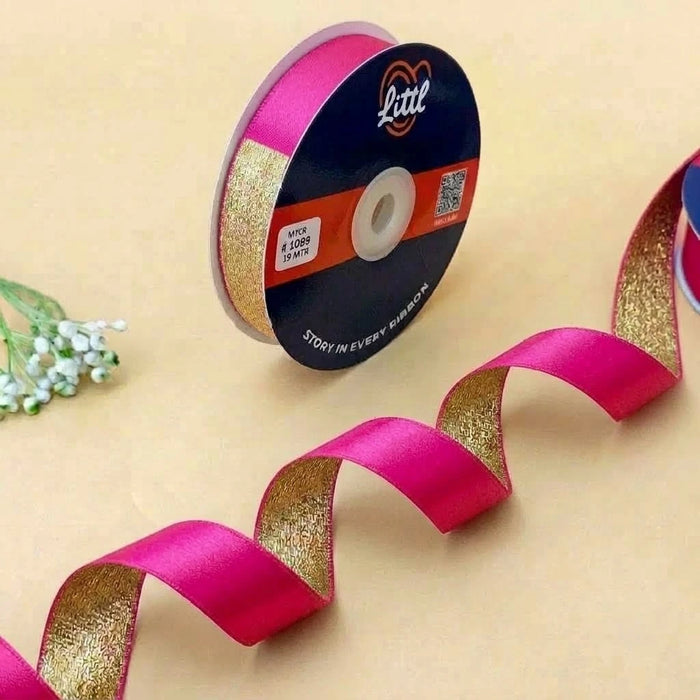 The Jaipur Gold – Fuchsia & Gold Duo Sheen Ribbon, 20 mm