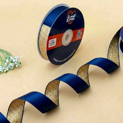 The Arabian Gold – Navy Blue & Gold Duo Sheen Ribbon, 20 mm   Littl