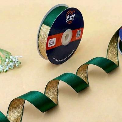 The Monsoon Gold – Green & Gold Duo Sheen Ribbon, 20 mm   Littl