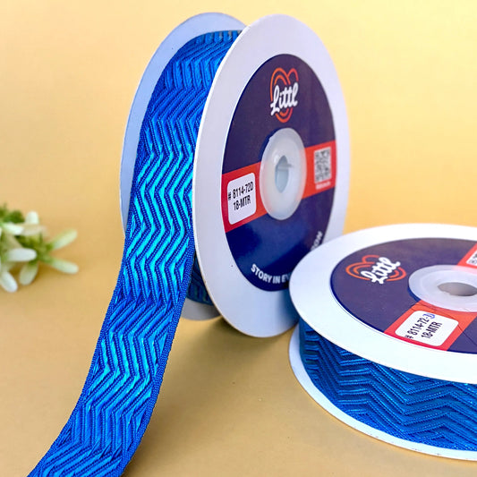 ribbon-Aqua-Red Metallic Ribbon 1 Inch 18M Festive Diwali Christmas Wedding-Littl Ribbons