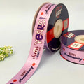 Happy Anniversary Printed Ribbon 25mm - Peach Tones - Orange - printed satin ribbon by Littl India