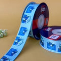 I Love You Printed Ribbon 25mm - Aqua - printed satin ribbon by Littl India