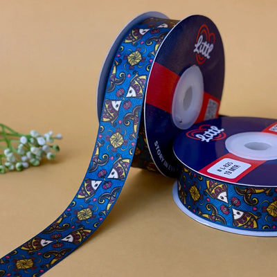 Lucky Fish - Pichrang Collection Printed Ribbon 25mm - folk art printed ribbon by Littl India