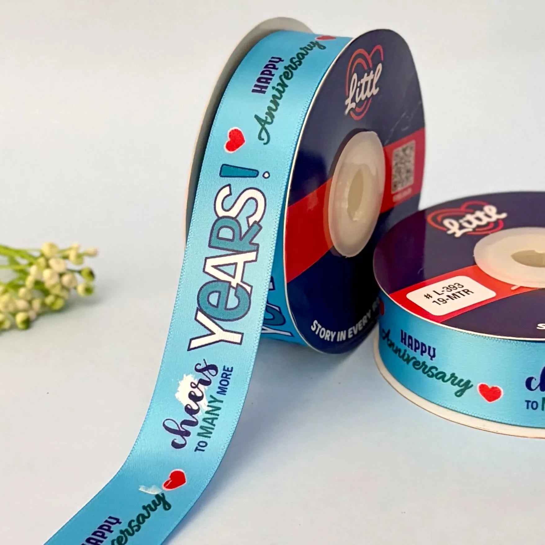 ribbon-Aqua-Anniversary Ribbon 1 Inch 19 Meter - Wedding Anniversary Gift Wrapping Celebration Packaging - Premium Double Face Satin - 10 Colors - Ships Same Day India-Littl Ribbons