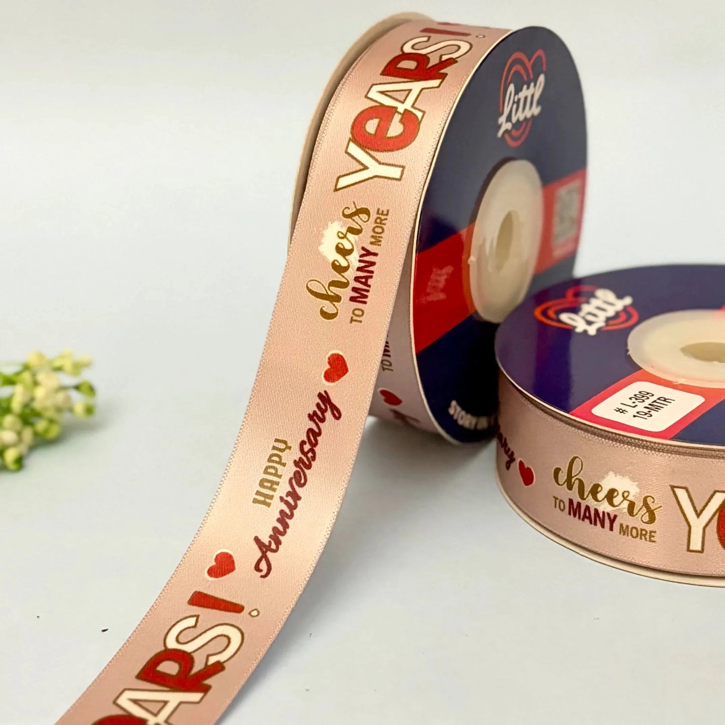 ribbon-gray-anniversary ribbon 1 inch 19 meter - wedding anniversary gift wrapping celebration packaging - premium double face satin - 10 colors - ships same day india-littl ribbons