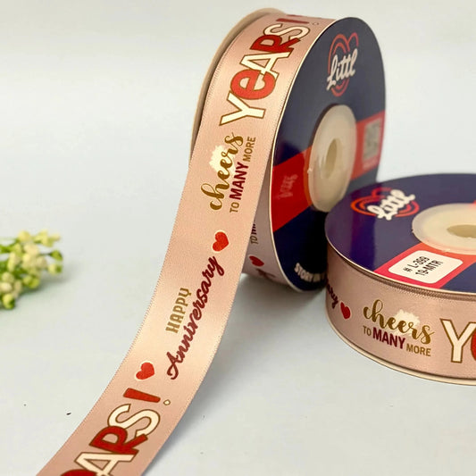 ribbon-Gray-Anniversary Ribbon 1 Inch 19 Meter - Wedding Anniversary Gift Wrapping Celebration Packaging - Premium Double Face Satin - 10 Colors - Ships Same Day India-Littl Ribbons