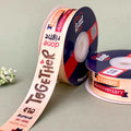 Happy Anniversary Printed Ribbon 25mm - Warm Tones - Light Green - printed satin ribbon by Littl India