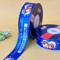 Happy Anniversary Printed Ribbon 25mm - Blue - printed satin ribbon by Littl India