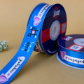 Engagement Printed Ribbon 25mm - Aqua - printed satin ribbon by Littl India