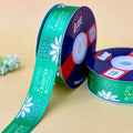 Happy Birthday Printed Ribbon 25mm - Dark Colours - Olive - printed satin ribbon by Littl India