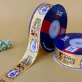 Engagement Printed Ribbon 25mm - Alternate Colours - Mustard - printed satin ribbon by Littl India