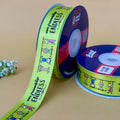Friendship Printed Ribbon 25mm - Lime Green - printed satin ribbon by Littl India