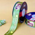 Happy Anniversary Printed Ribbon 25mm - Olive - printed satin ribbon by Littl India